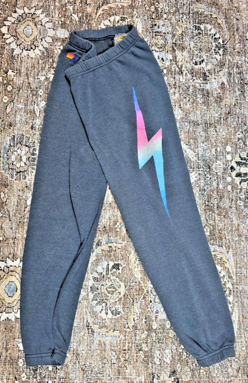 Aviator Nation Bolt Sweatpants Womens Small Heather Gray Rainbow Loungewear